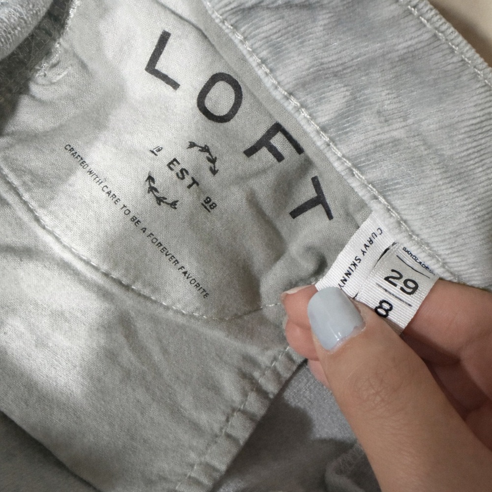 LOFT Light Gray Corduroy Pants - Picture 2 of 2